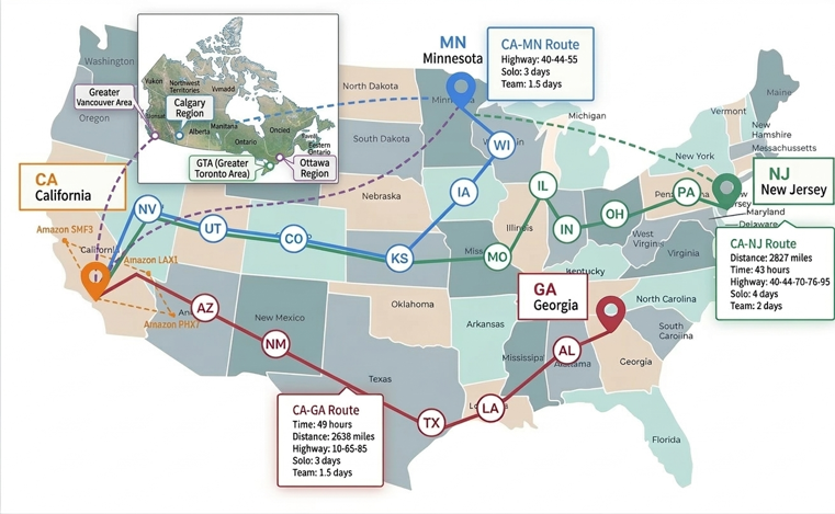 North America logistics network map